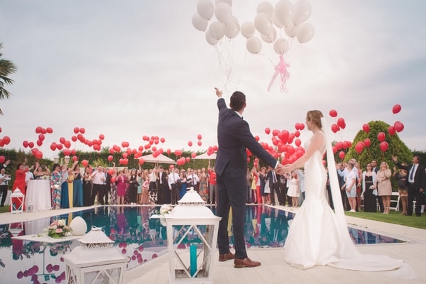 happy couple in wedding